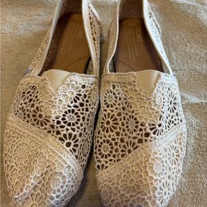 TOMS Women's Beige Crochet Espadrilles